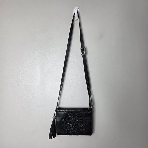Brighton Black Ferrara City Organizer Leather Crossbody Purse